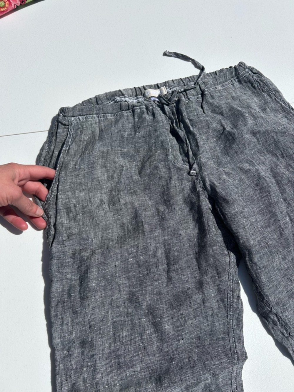 CP Shades Gray Linen Drawstring Waist Pants - Picture 3 of 7